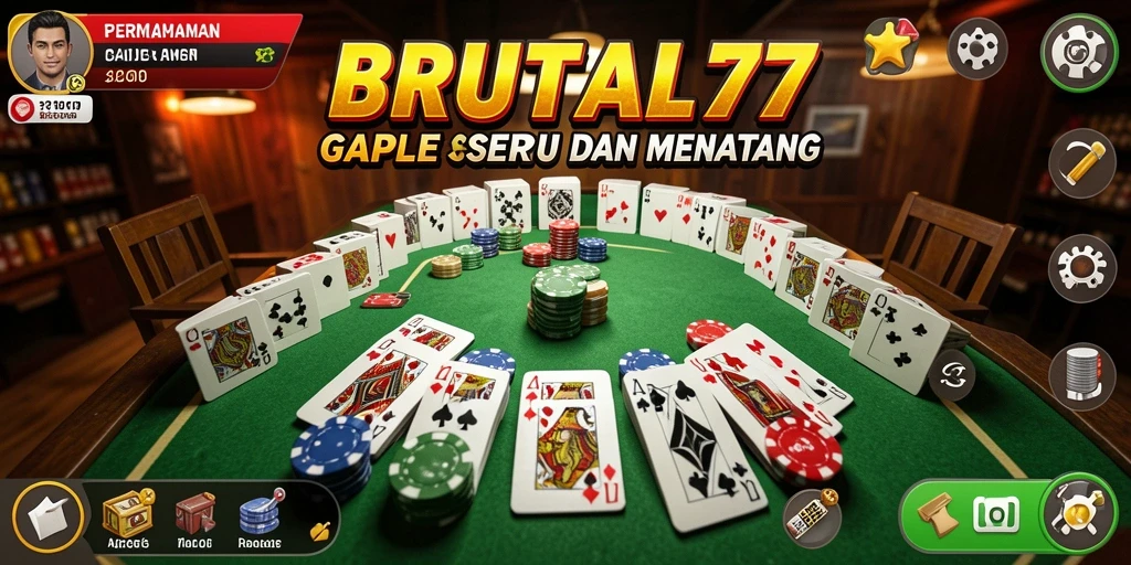 Tampilan gameplay Gaple yang seru dan menarik di BRUTAL77.