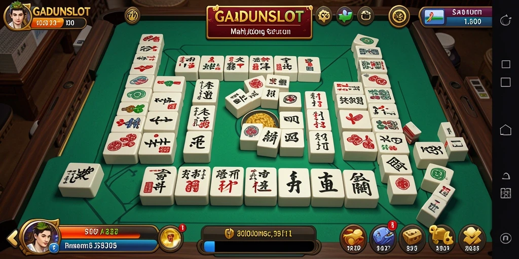 Screenshot utama GADUNSLOT menampilkan momen seru permainan Mahjong.