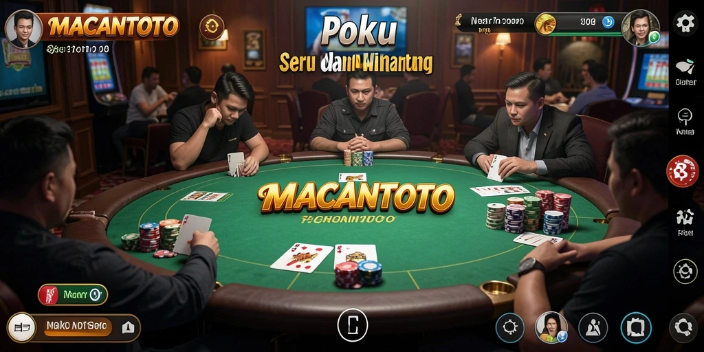 Tampilan penuh aksi dari gameplay Poker di MACANTOTO.