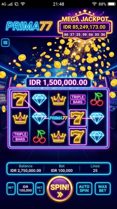 Tampilan utama aplikasi prima77 untuk pengguna.